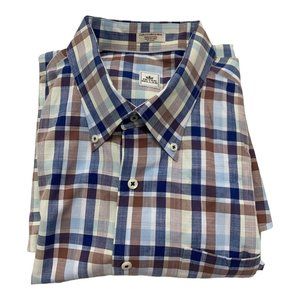 PETER MILLAR MEN'S LONG SLEEVE BUTTON UP SHIRT, BUTTON DOWN COLLAR, SIZE 2XL